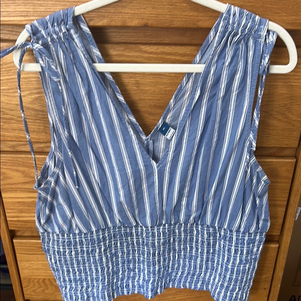 Old Navy Blue and White Striped Tank Top